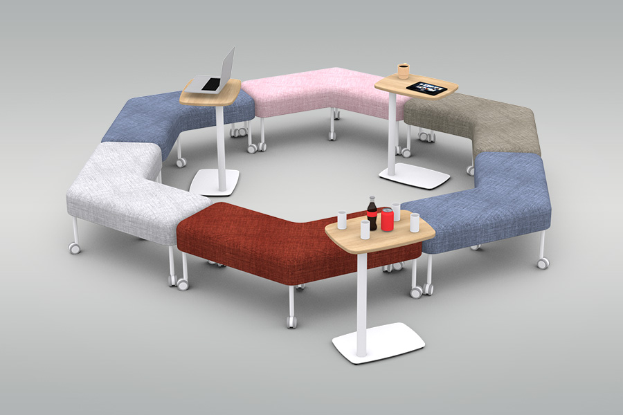 Tri | Pufes volantes em hexágono